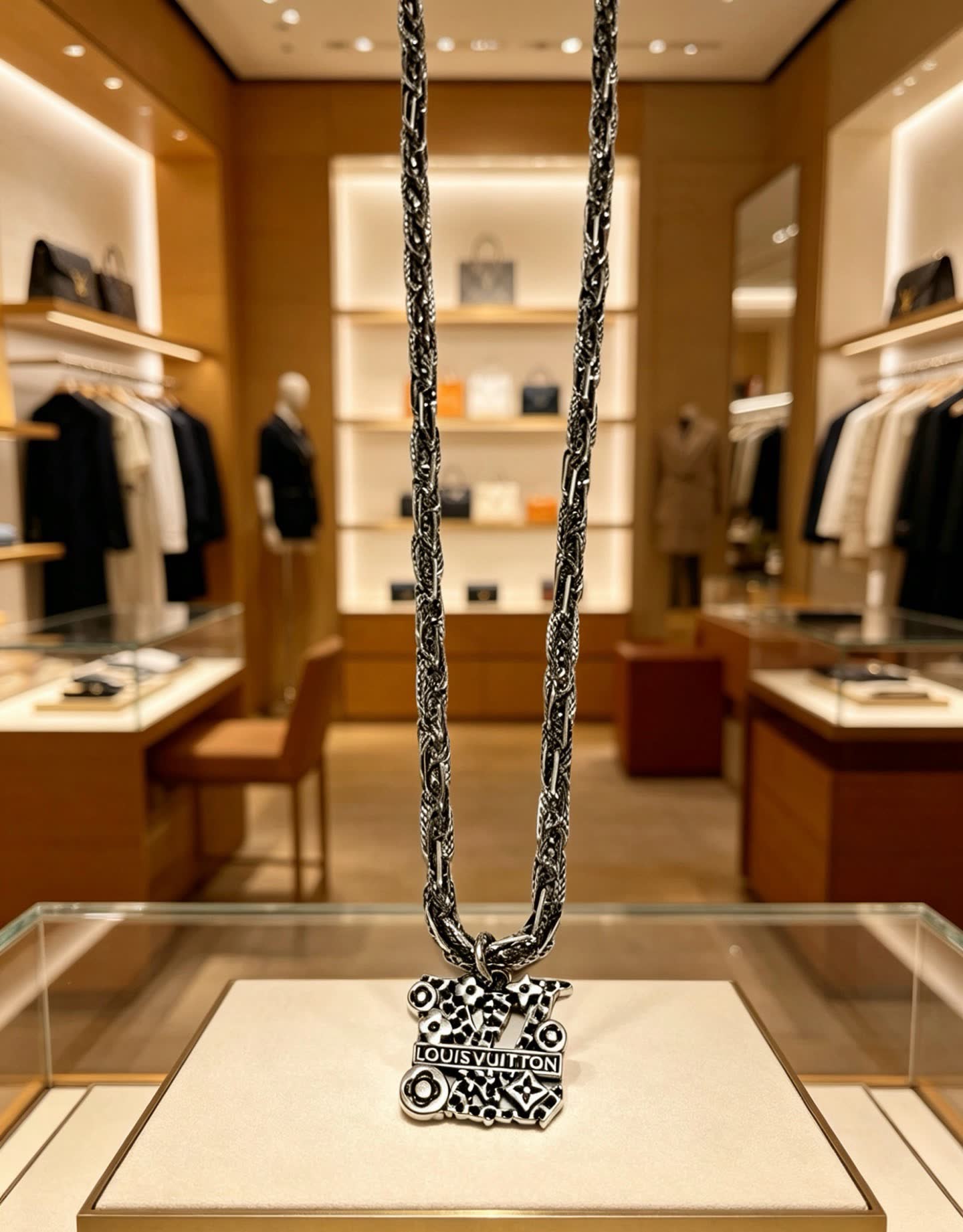 Louis Vuitton Silver Tone Chain Necklace